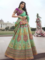 Aqua Green Banarasi Silk Lehenga Choli